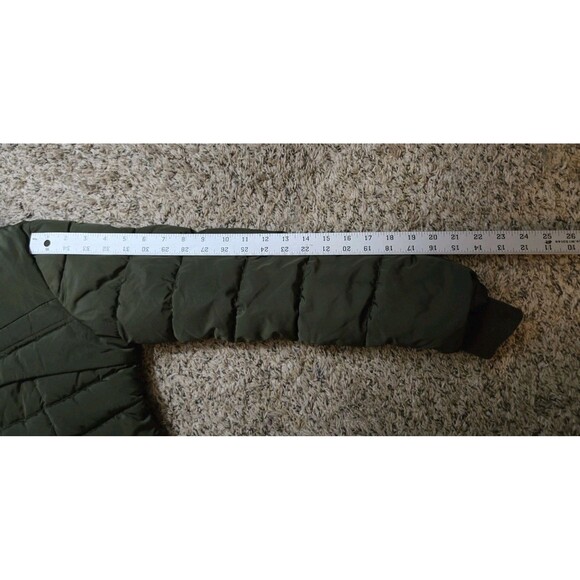 XSY Puffer Jacket Winter Coat Juniors Large L LG Olive Green Hooded Quilted Warm - Picture 12 of 12